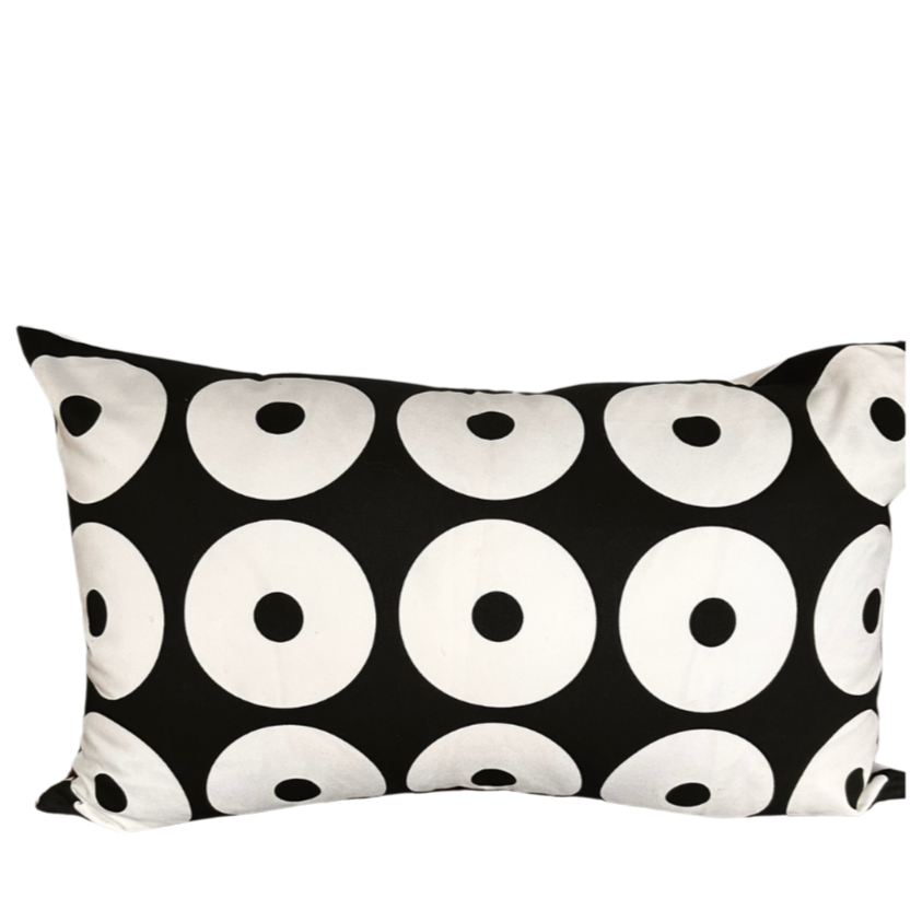 Black on white Cushion Cover - 60cm x 30cm