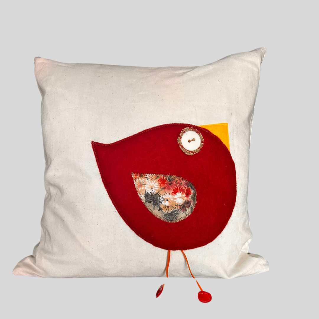 Cheeky Bird Red Cushion Cover - 45cm x 45cm