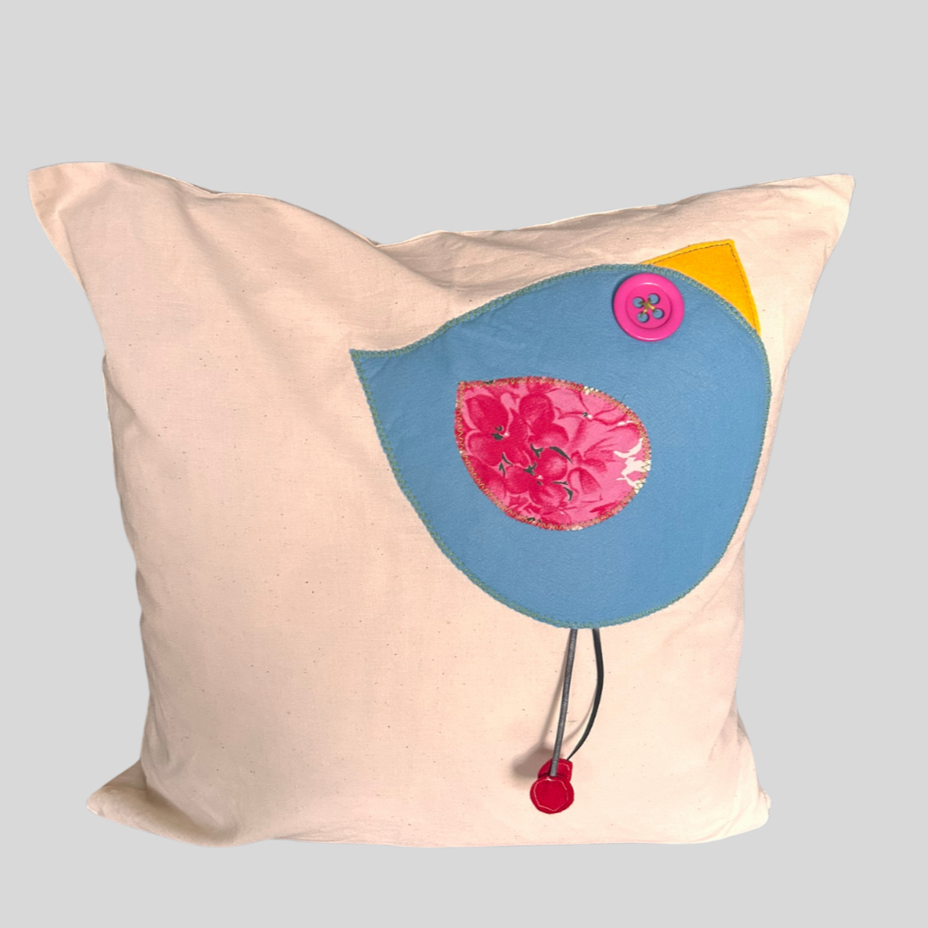 Cheeky Bird Sky Blue Cushion Cover - 45cm x 45cm