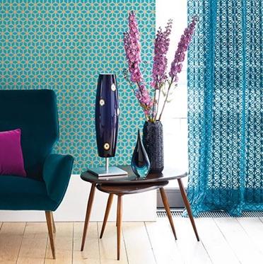Momentum Sheers Ribbon Fabric by Harlequin in Teal