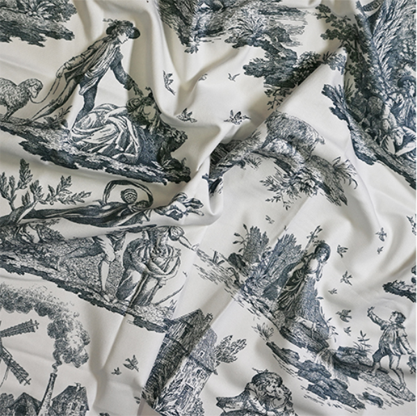 Toile Fabric in Denim