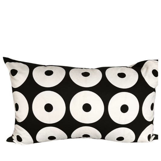 Black on white Cushion Cover - 600mm x 300mm