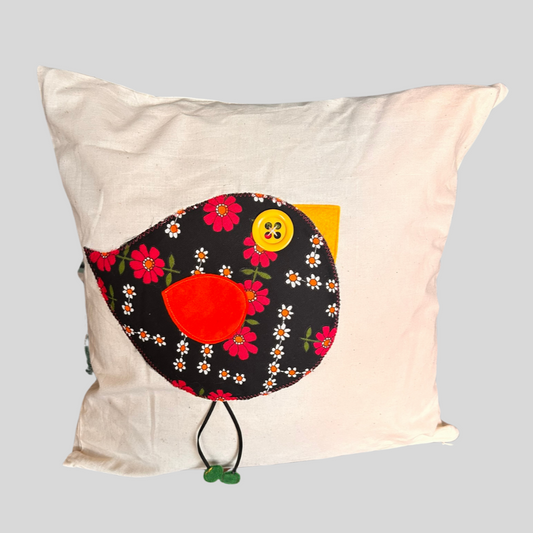 Cheeky Bird Floral Right Facing Cushion Cover - 450cm x 450cm