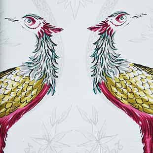 Fabled Crane Fabric by Blendworth