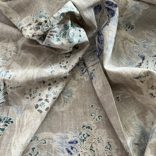 Floral Vine Fabric in Royal (Oddment)