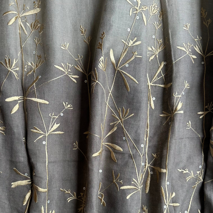 Clarrisa Hulse Sheer Embroidery Fabric in Chocolate (Oddment)