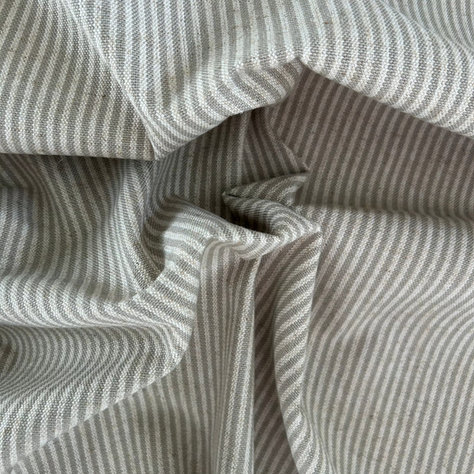 Vineyard Stripe Fabric by Charles Parsons in Linen