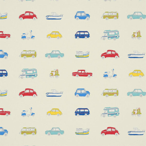 Go Go Retro Fabric by Harlequin in Strawberry / Blue (Remnant)