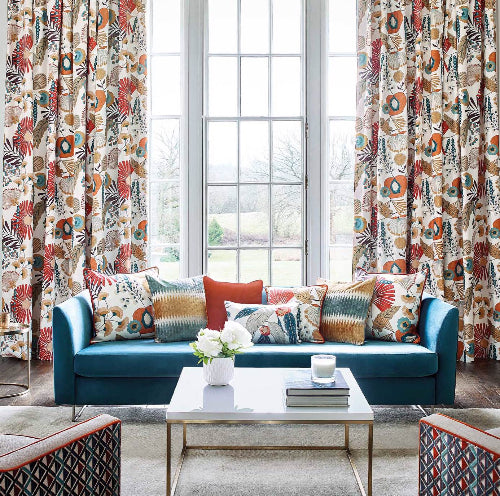 Zavala Fabric by Harlequin in Russet/Navy/Lagoon