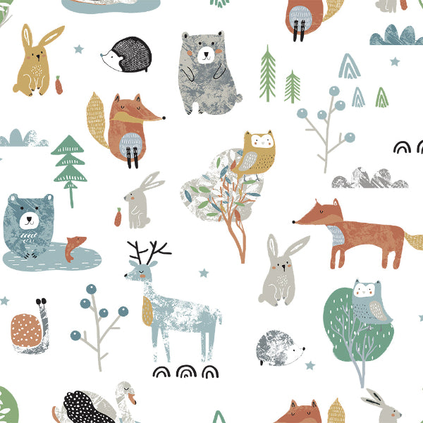 Forest Friends Natural Fabric by Maurice Kain